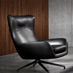 Minotti Jensen Bergere swivel armchair with footrest